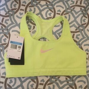 Women’s Nike Reverse-able Lime Green Sports Bra with Pink Logo